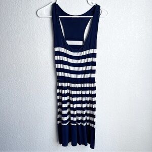 Basil Lola Navy and White Striped Dress Fit & Flair Mini Dress